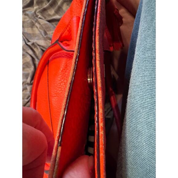 Kate Spade New York Orange Large Purse Bag Leather Magnetic Closure Pockets - Picture 16 of 16